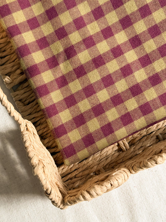 Cotton Viscose Plaid Gingham Flannel Fabric - Olive & Plum