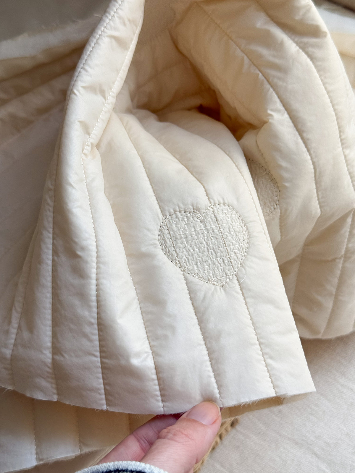 Quilted Puffer Fabric - Sequin Hearts