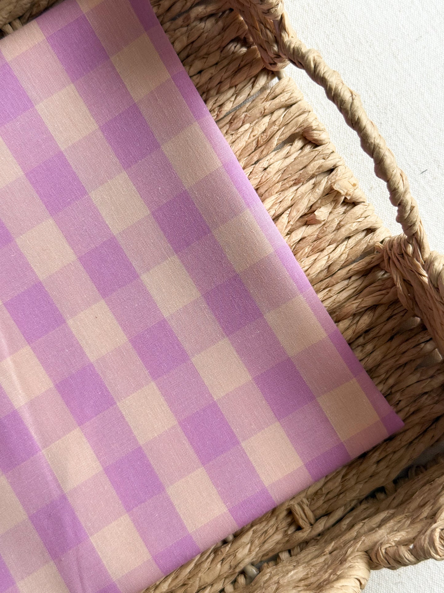 Cotton Yarn Dyed Gingham Fabric - Pink & Sand