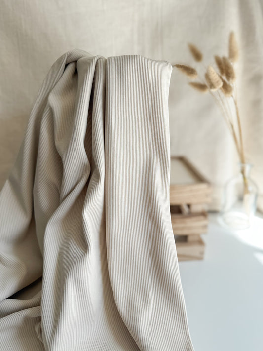 Plain Fine Ribbed Cotton Jersey - Oat