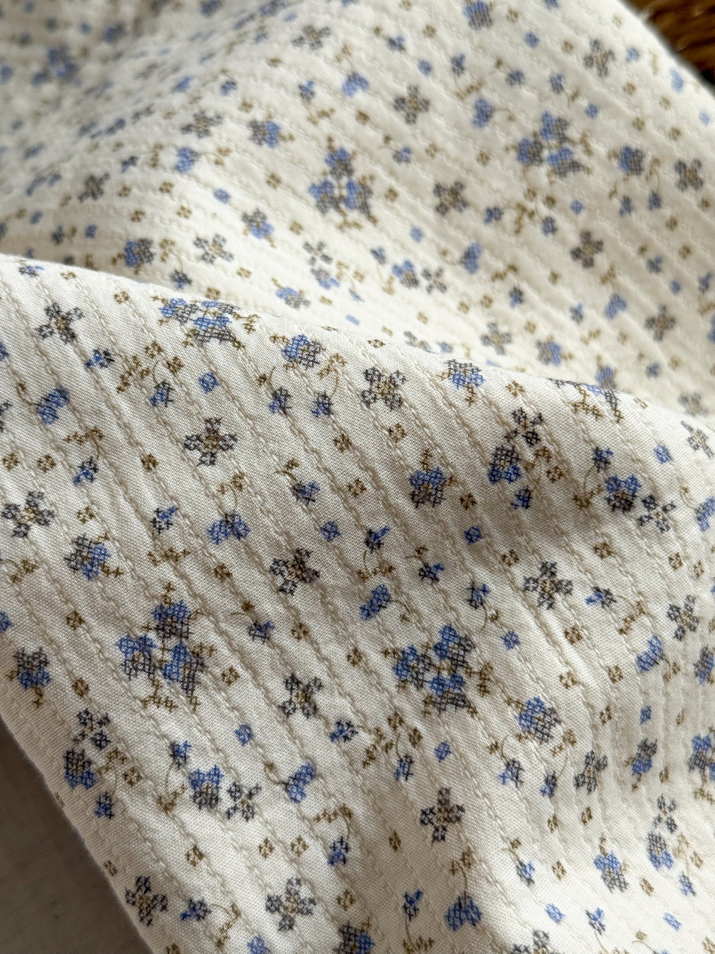 Organic Cotton Mini Quilted Fabric - Blue