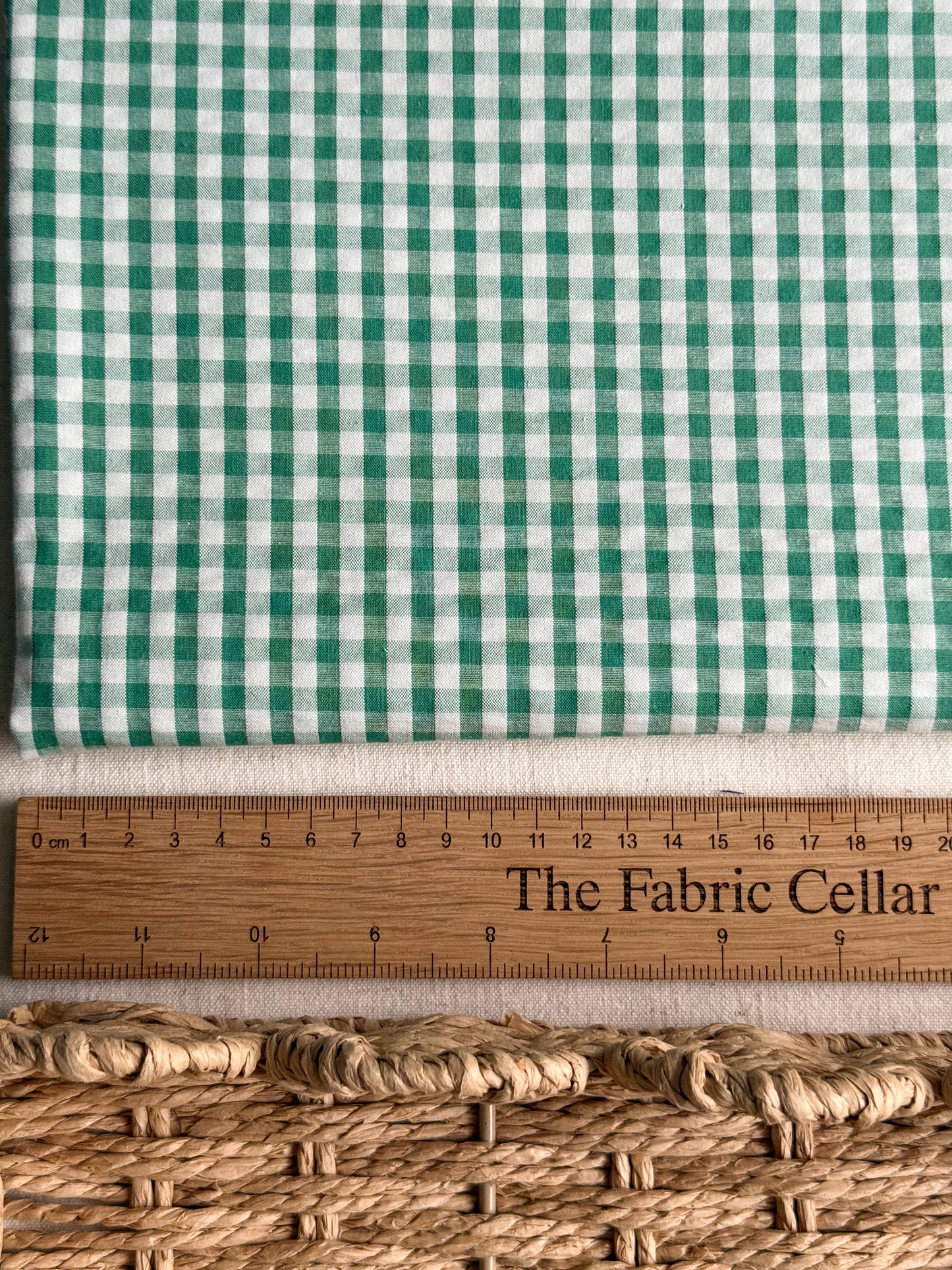Cotton Seersucker Fabric - Gingham - Grass Green
