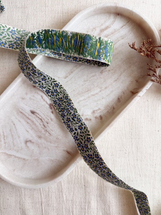 Jacquard Woven Ribbon - Forget Me Not - 25mm