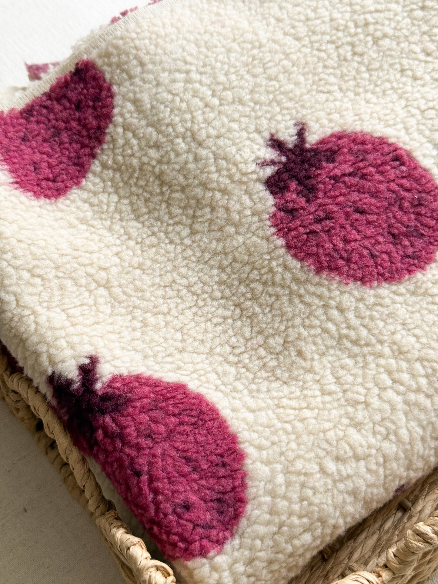 Soft Teddy Fabric - Strawberries