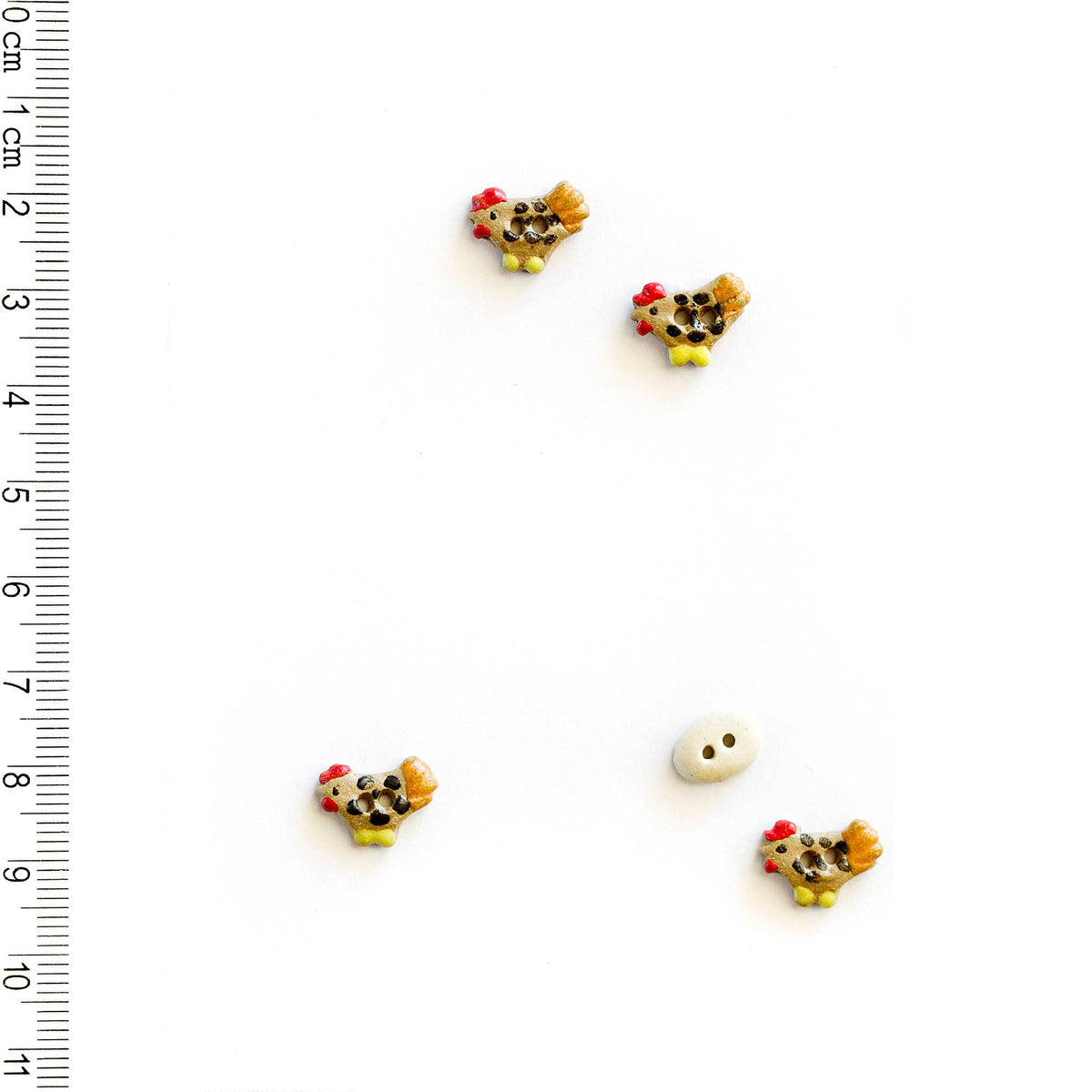 Handmade Chicken and Egg Sewing Buttons - 12mm - Pack of 4 + 1 Egg