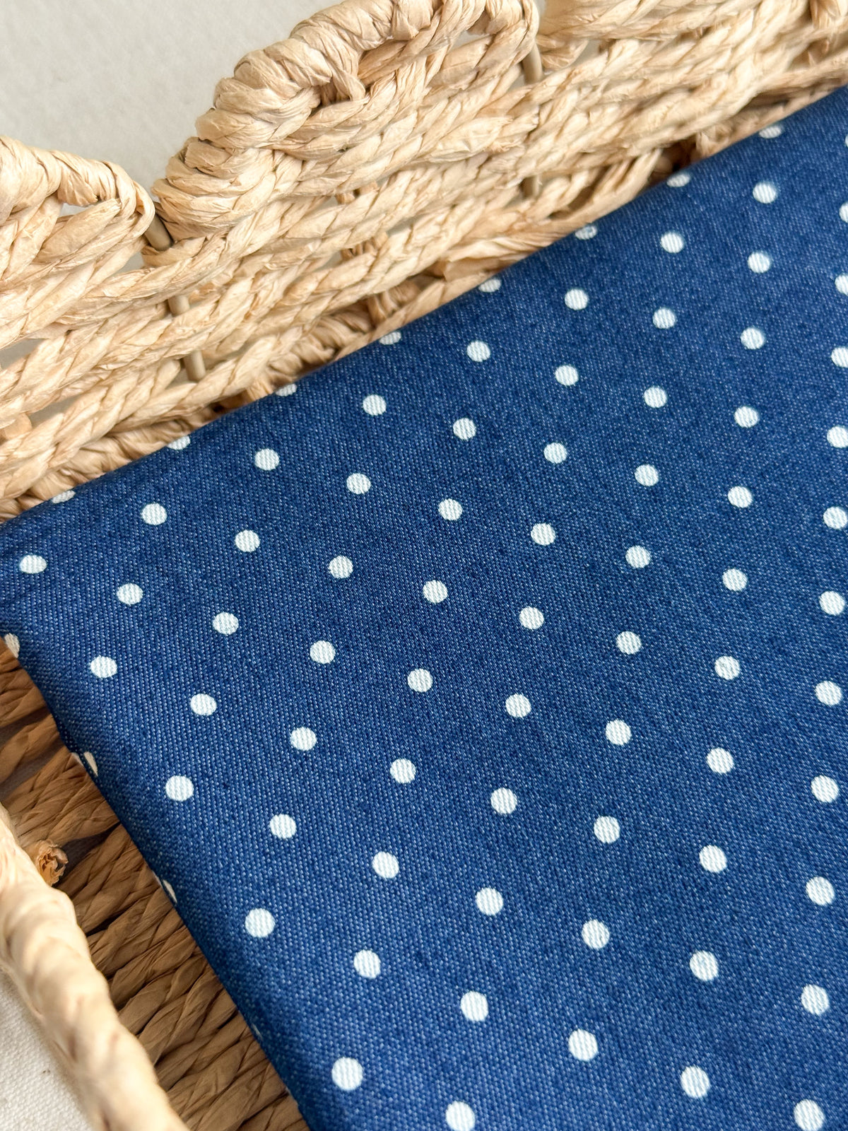 Cotton Denim Stretch Fabric  - Polka Dots