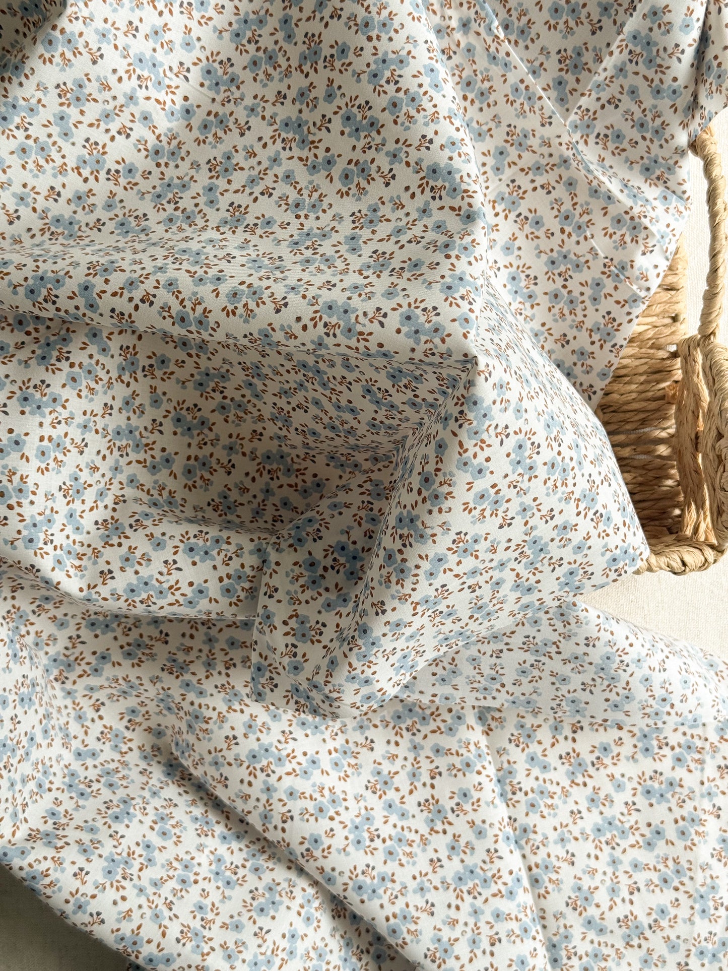 Cotton Poplin Fabric  - Blue Ditsy Floral
