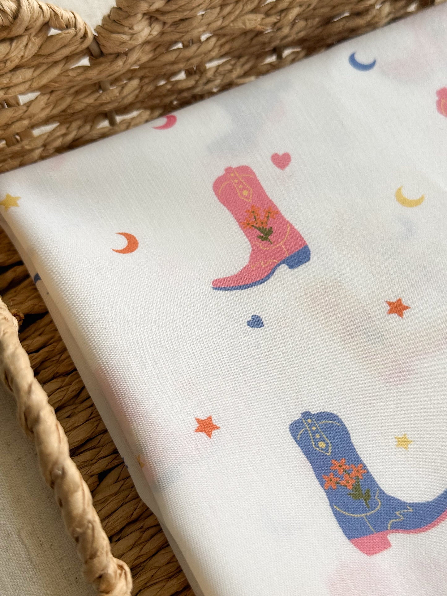Fine Cotton Poplin Fabric - Cowboy Boots
