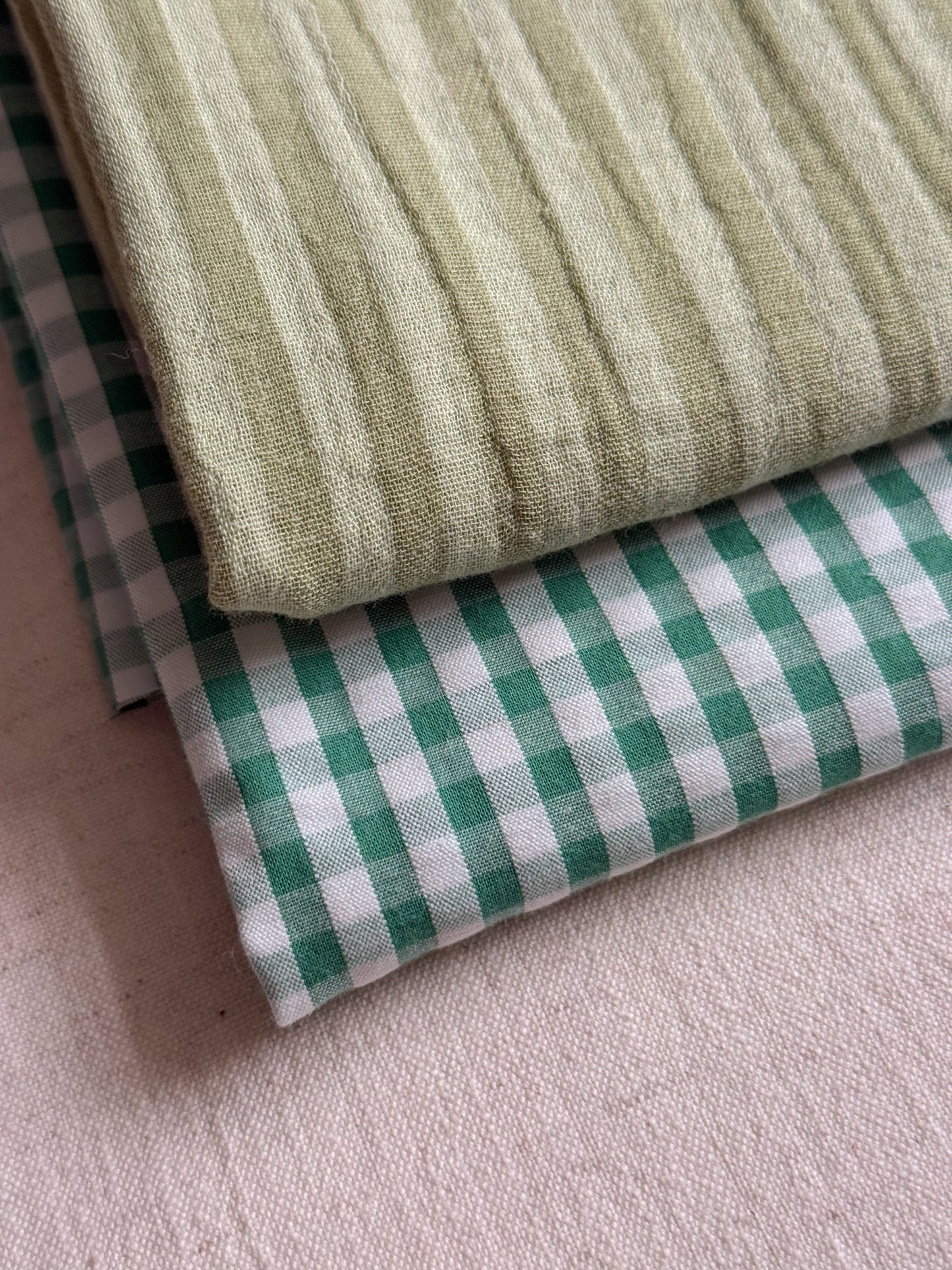 Double Gauze Fabric - Double Sided Stripe - Green