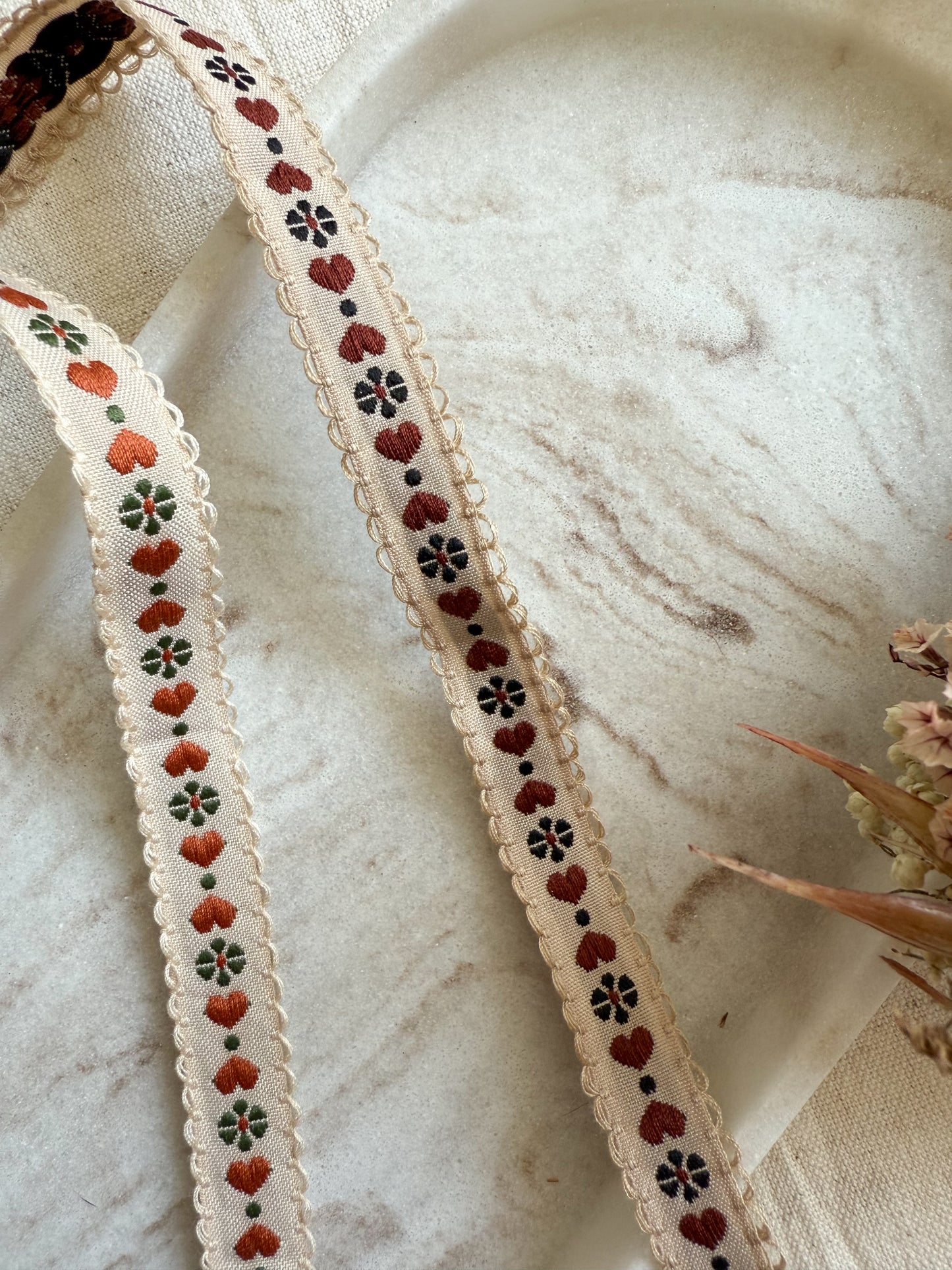 Jacquard Trim - Little Hearts & Flowers - 15mm