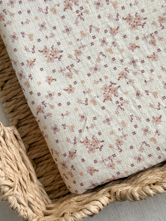 Organic Cotton Mini Quilted Fabric - Cinnamon & Mauve