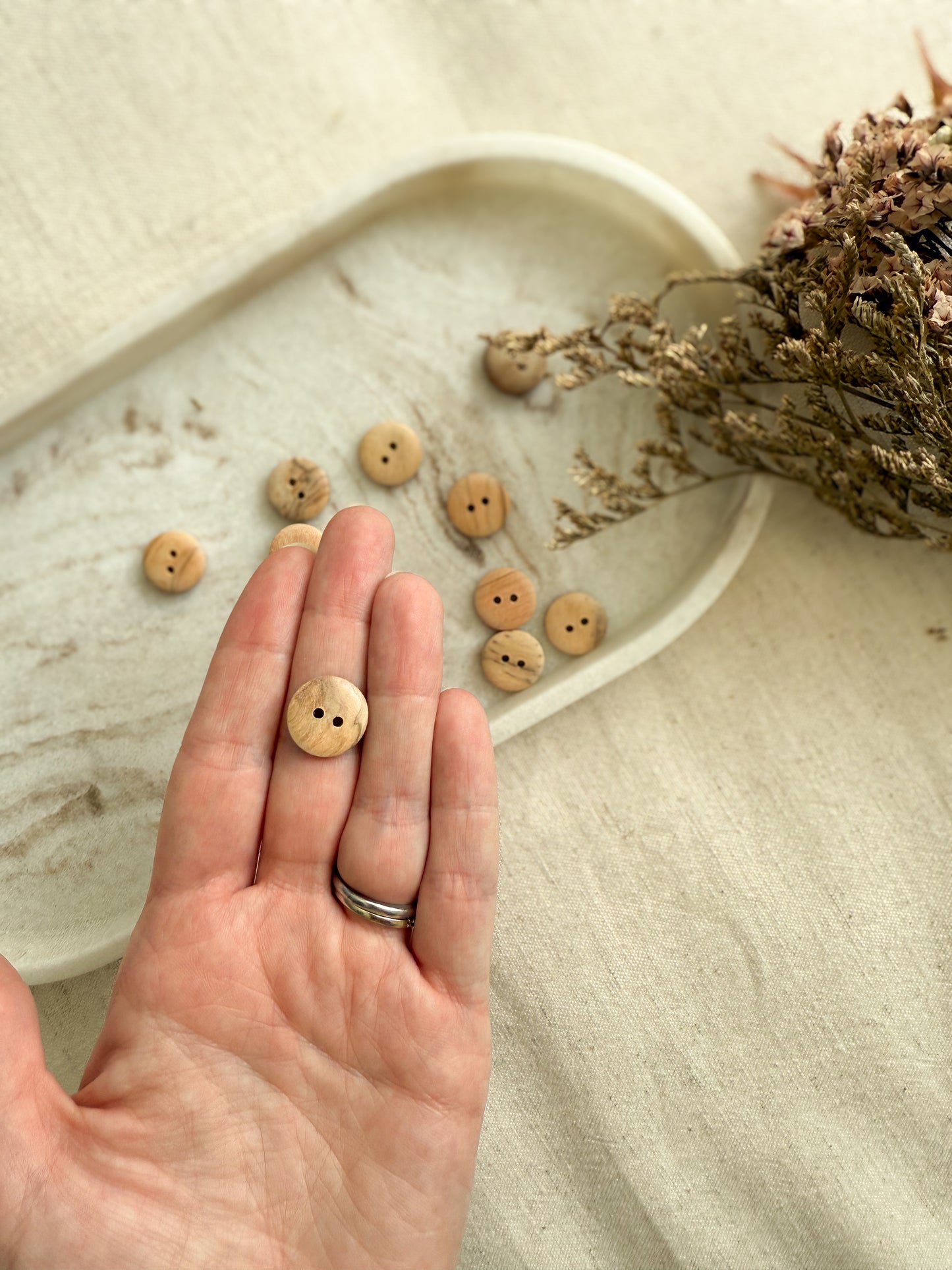 Natural Wooden Button - 15mm