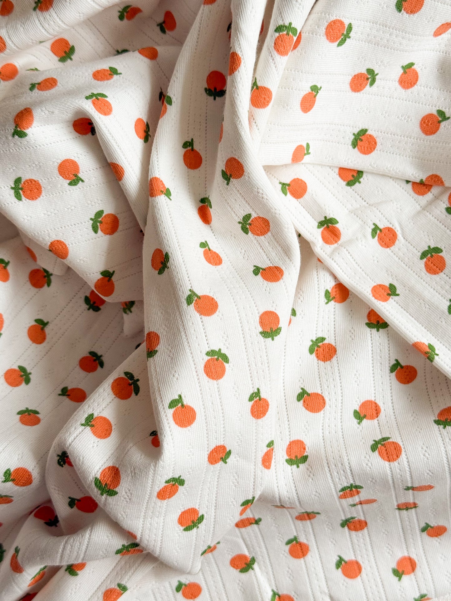 Printed Cotton Jersey Pointelle Fabric - Oranges