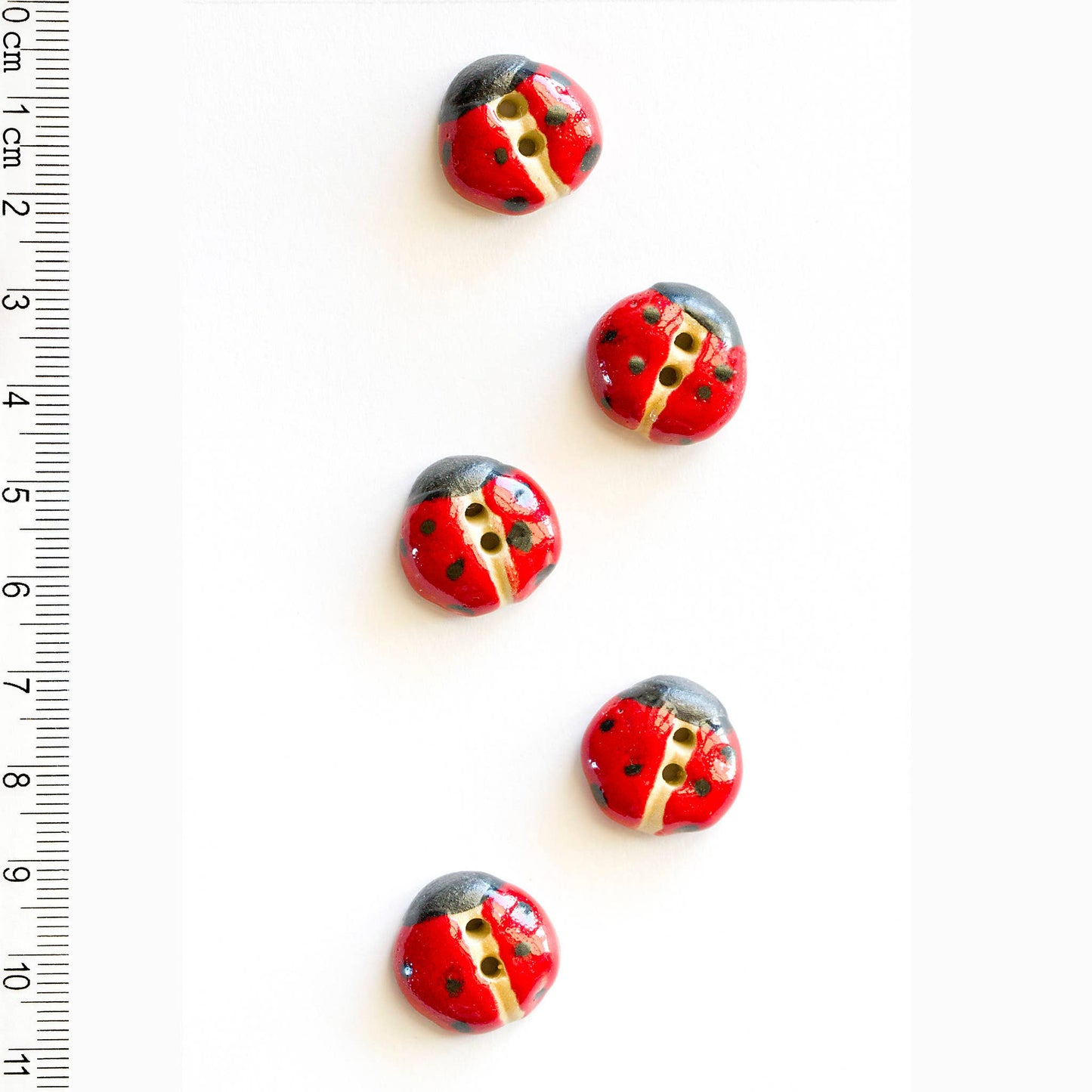 Red Ladybird Buttons - 16mm - Pack of 5