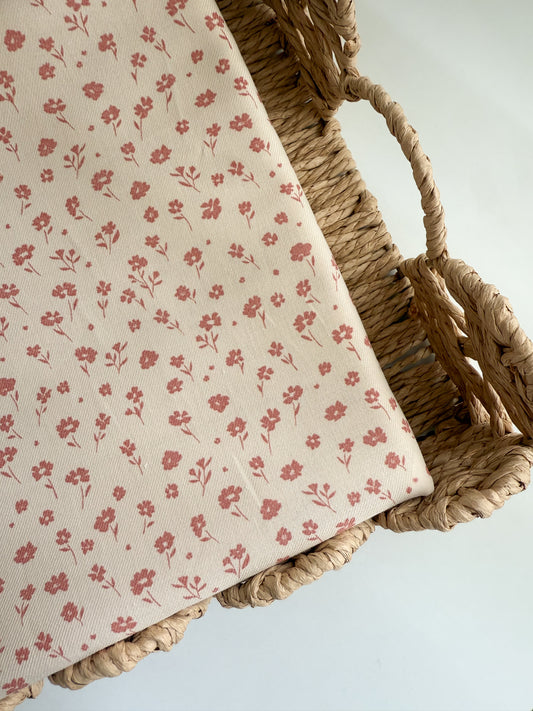 Fine Printed Organic Cotton Twill Fabric - Rose Floral
