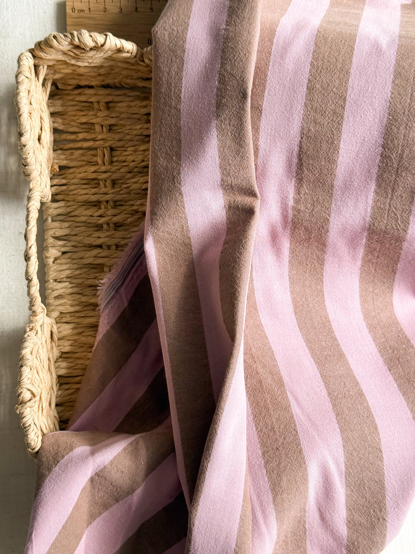 Cotton Yarn Dyed Stripe Fabric - Cocoa Rose