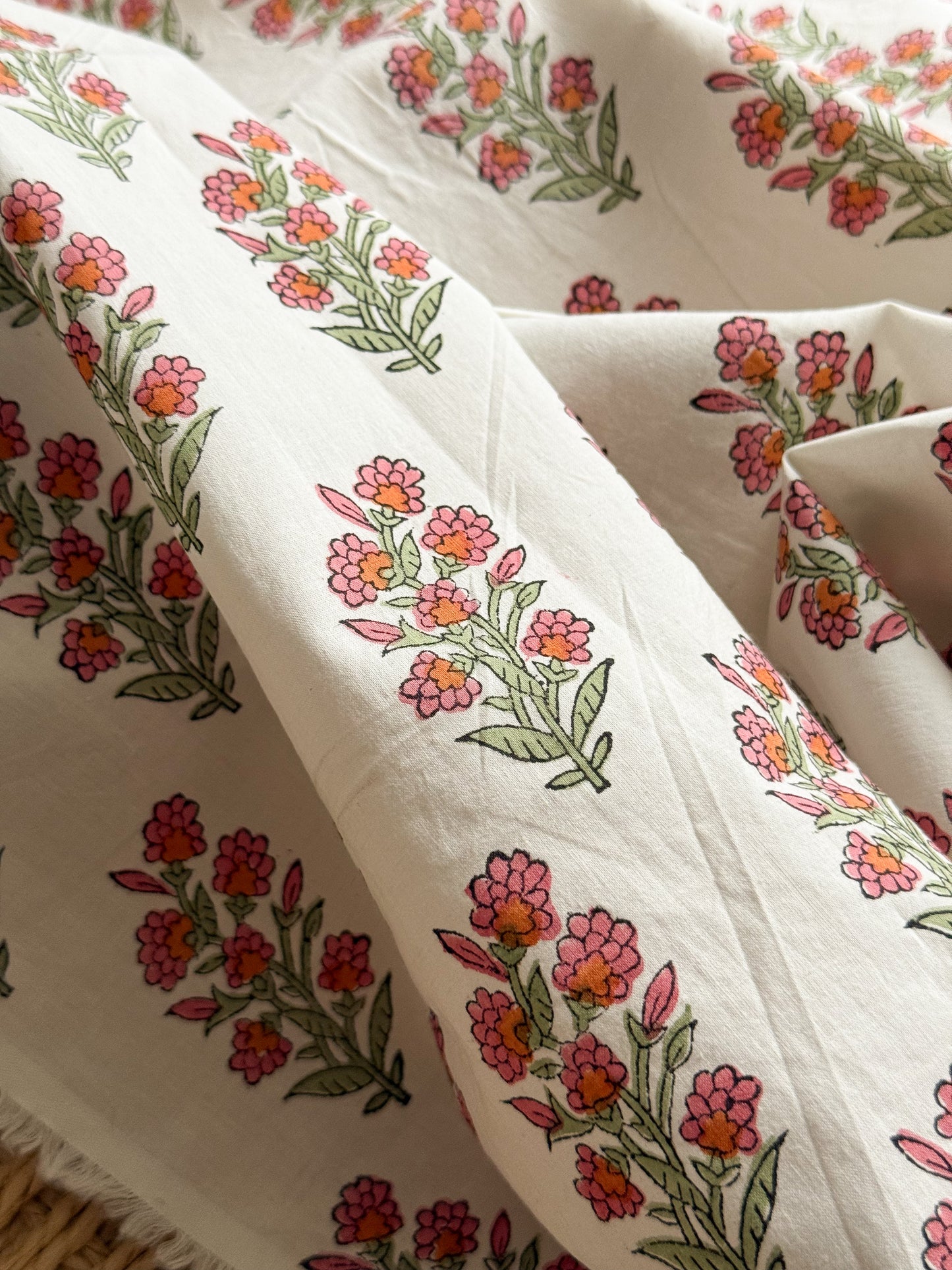 Indian Cotton Block Print Fabric - Wild Floral