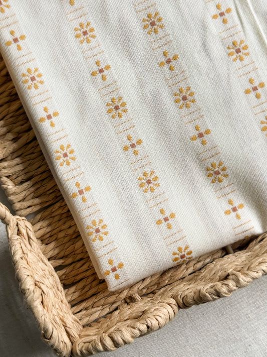 Woven Daisy Cotton Fabric - Cream