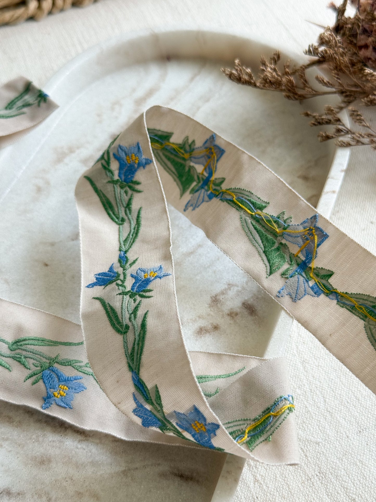 Jacquard Woven Ribbon - Bluebells - 32mm