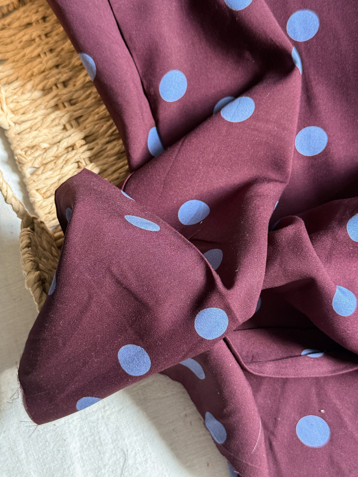 Viscose Polka Dot Fabric  - Aubergine & Blueberry