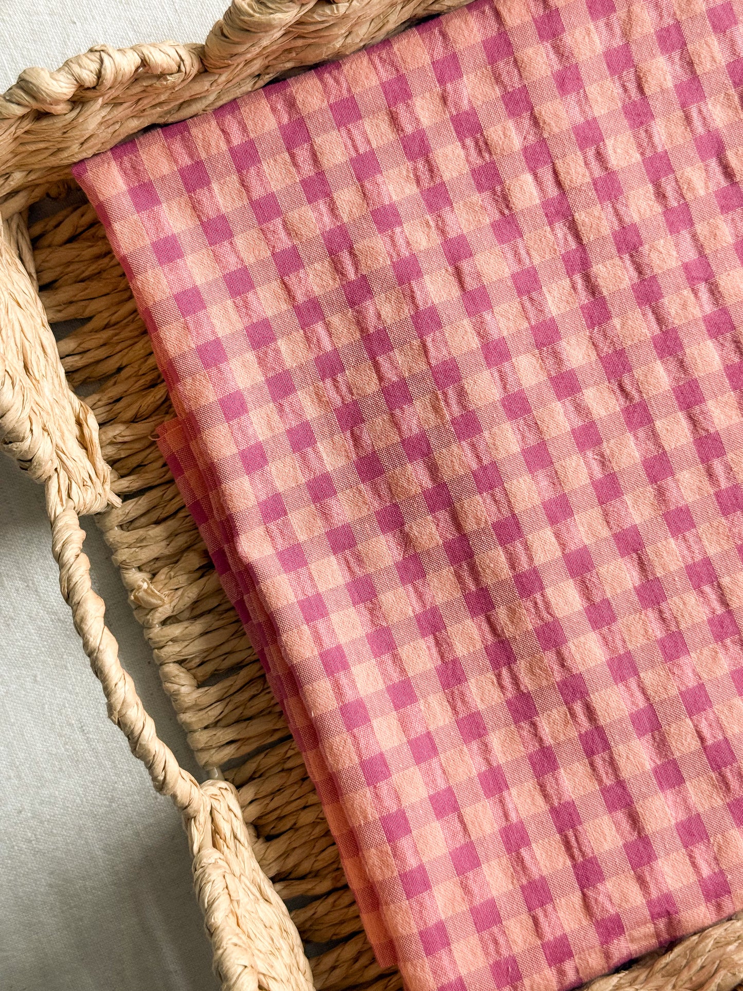 Organic Cotton Blend Seersucker Fabric - Gingham Orchid Maxi