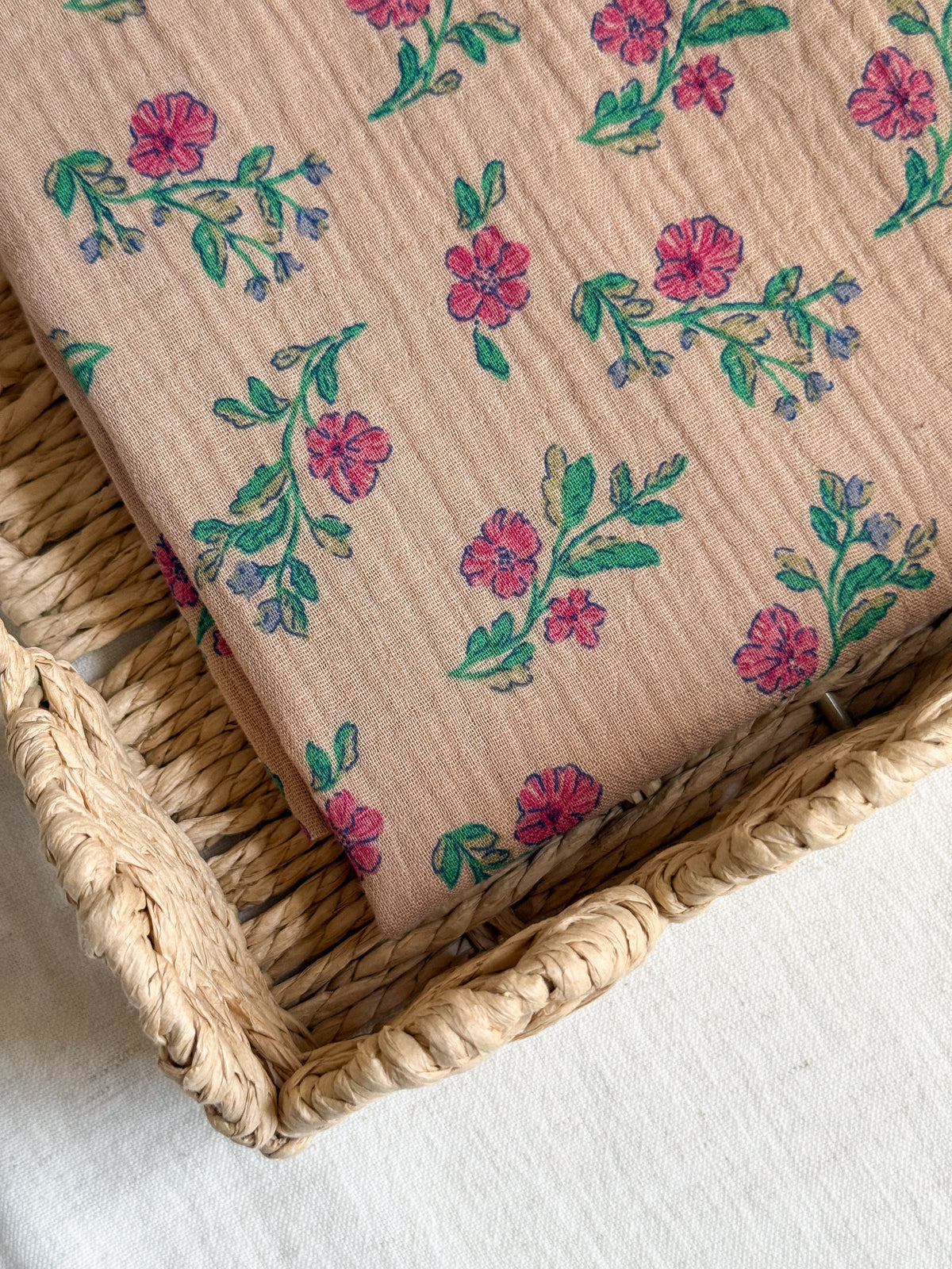 Double Gauze Fabric - Vintage Floral - Magenta