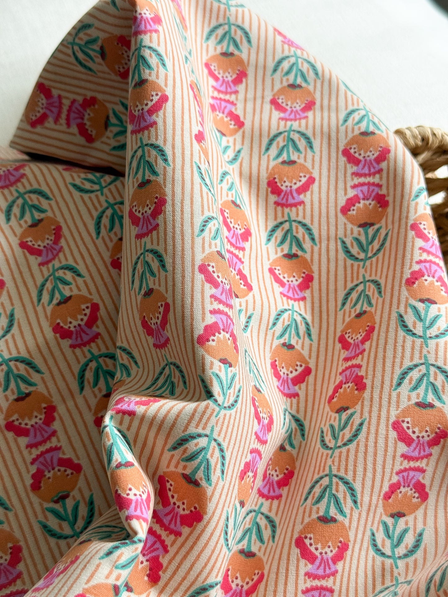 Cotton Poplin Fabric  - Spring Block Print