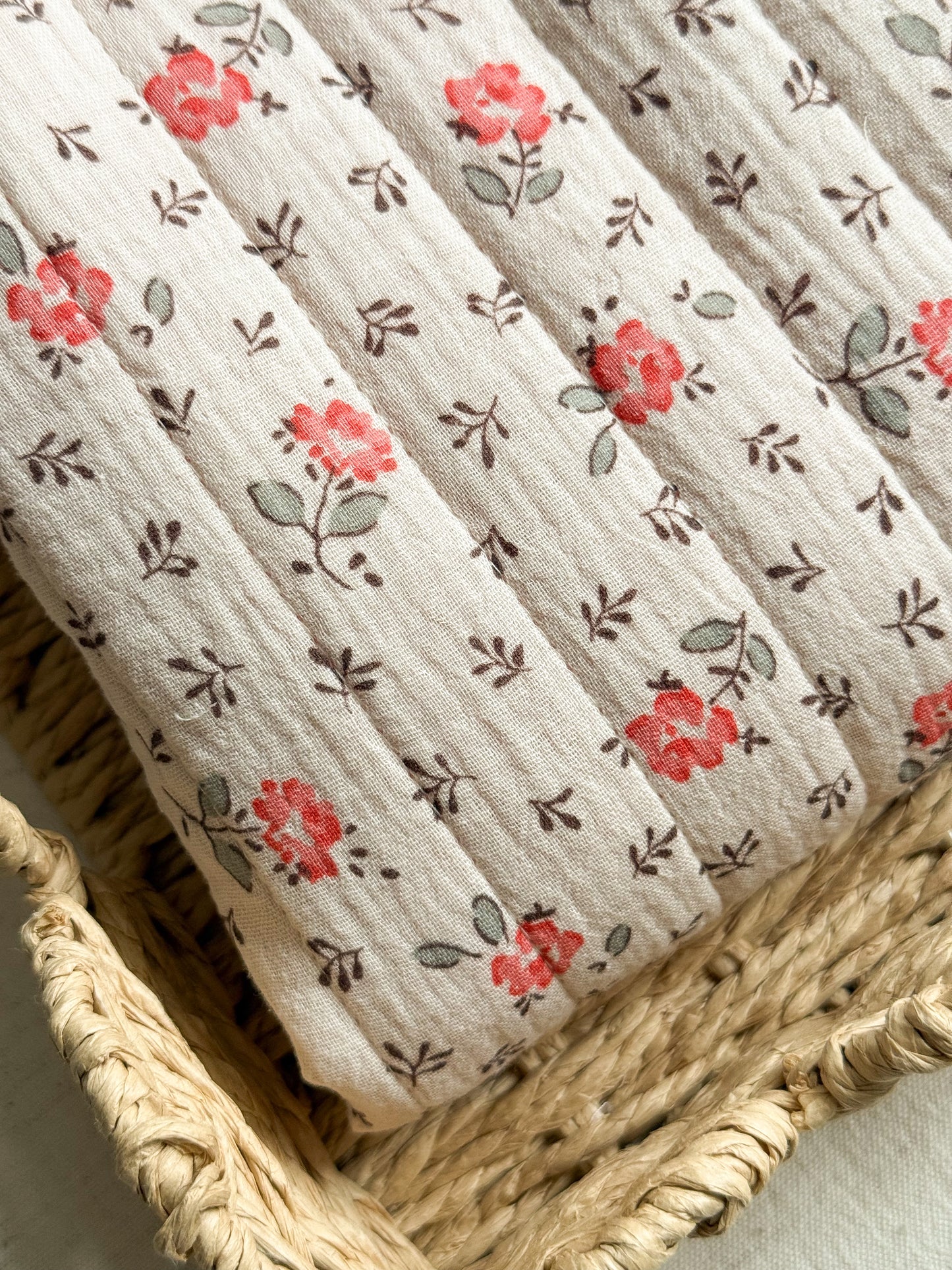 Reversible Quilted Double Gauze & Seersucker Fabric - Floral & Gingham