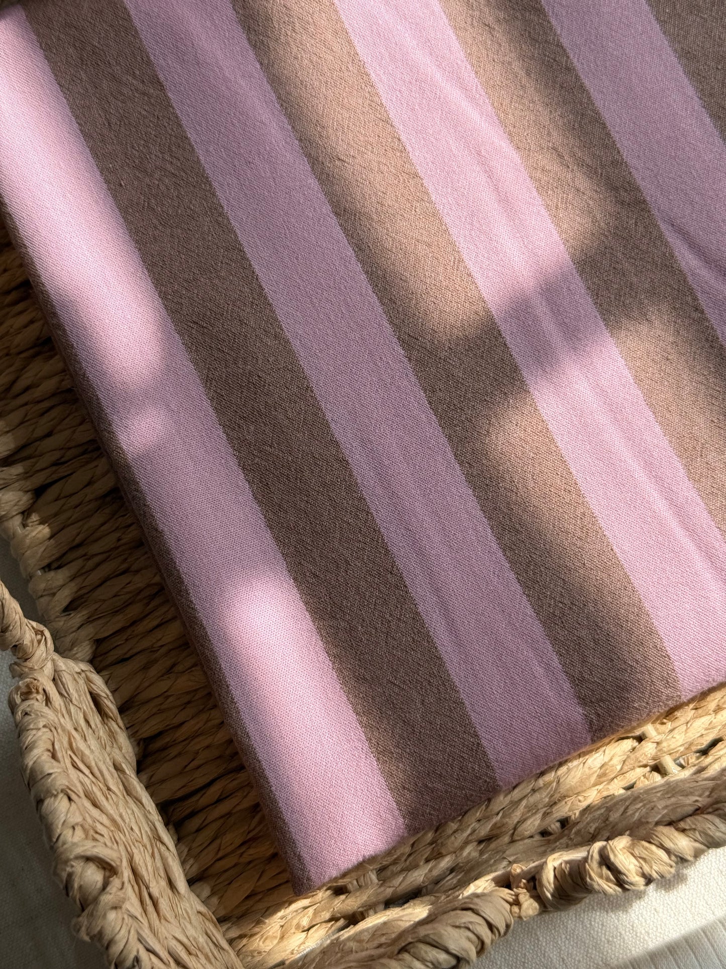 Cotton Yarn Dyed Stripe Fabric - Cocoa Rose