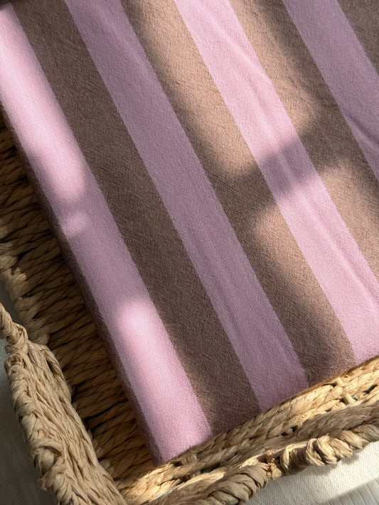 Cotton Yarn Dyed Stripe Fabric - Cocoa Rose