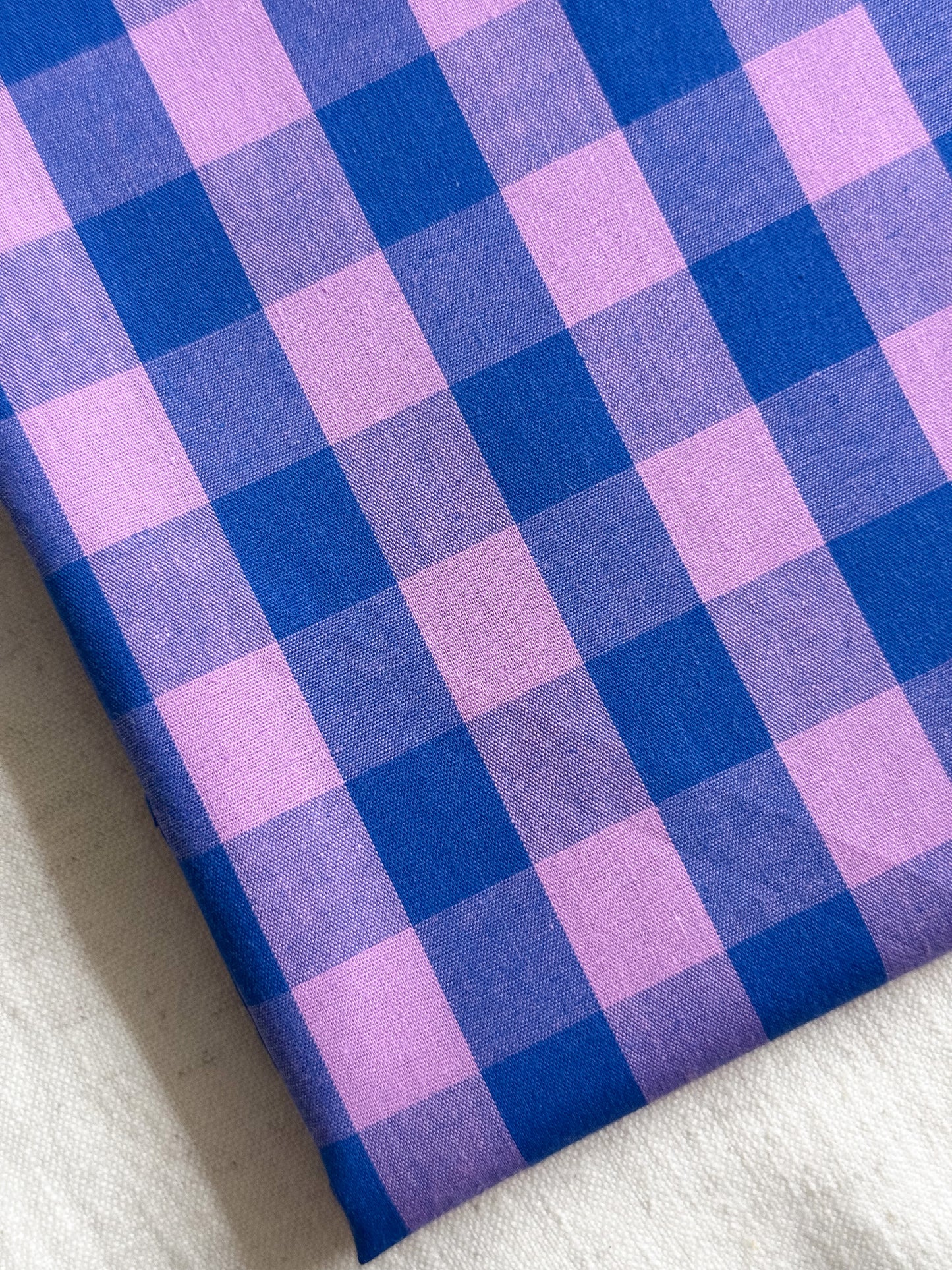 Cotton Yarn Dyed Gingham Fabric - Blue & Pink