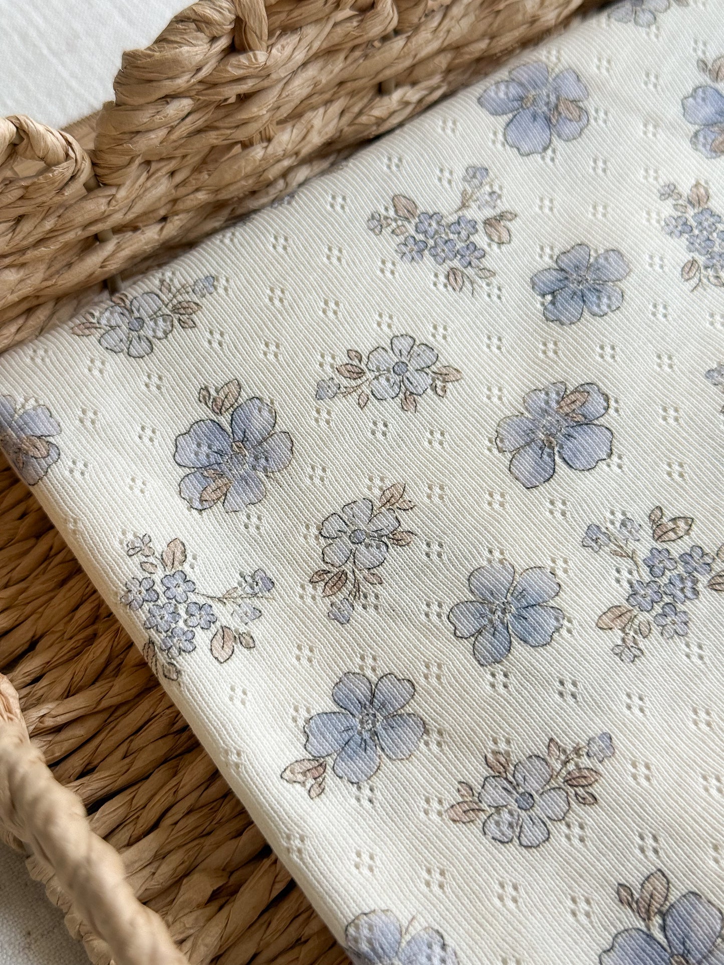 Cotton Jersey Pointelle Fabric - Forget Me Not