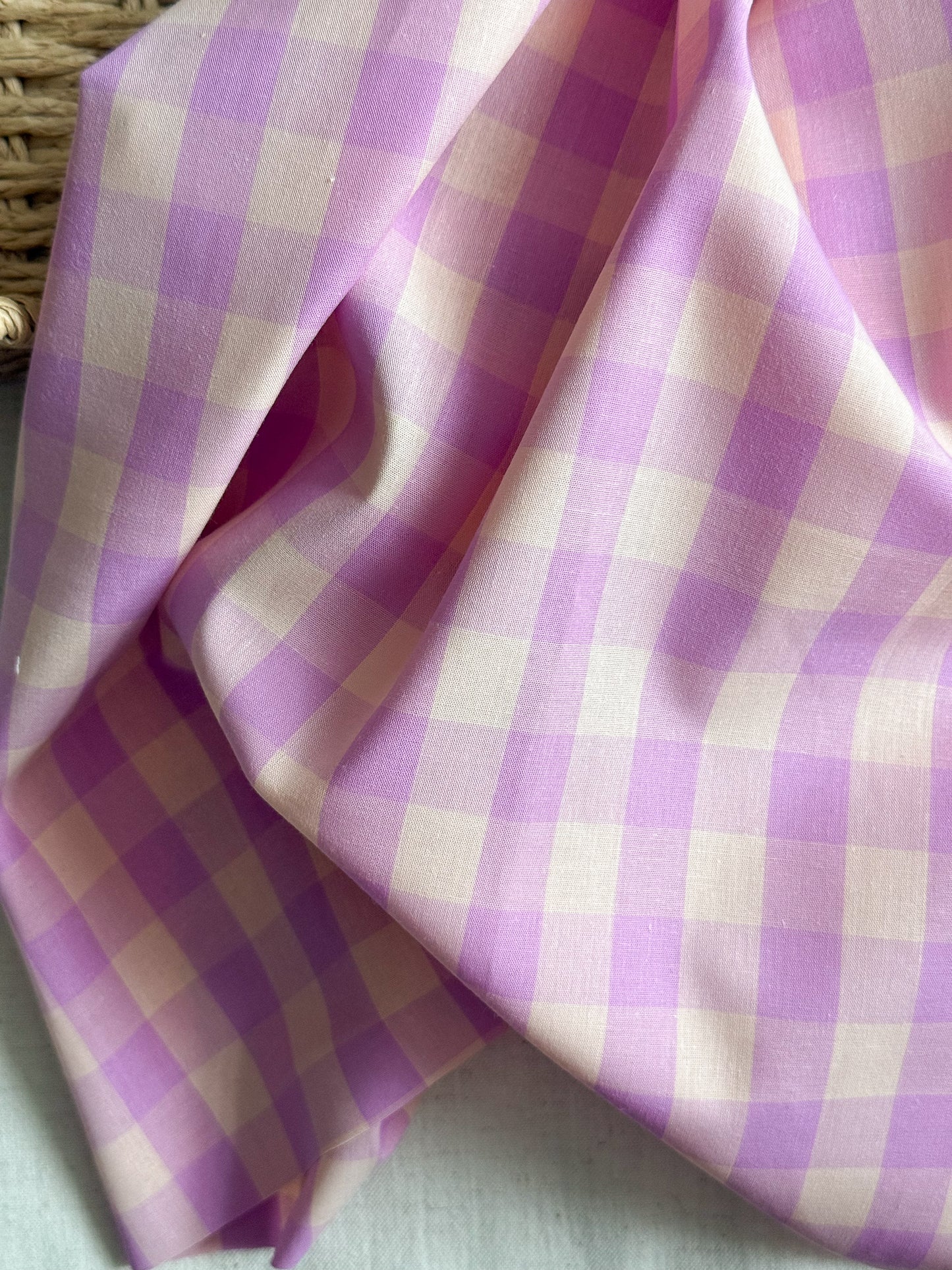 Cotton Yarn Dyed Gingham Fabric - Pink & Sand