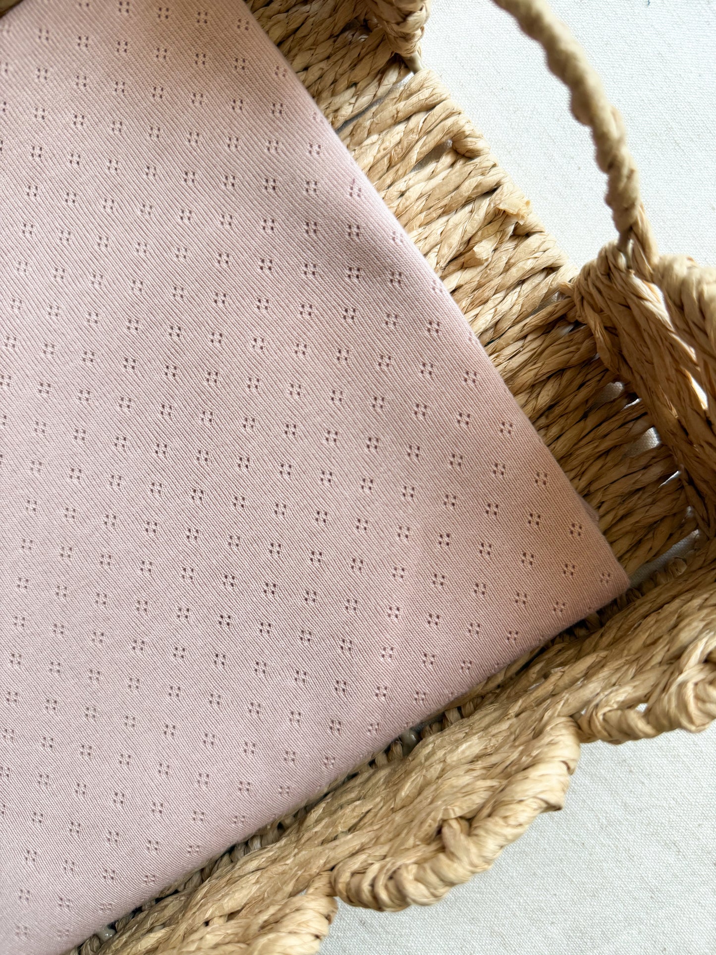 Cotton Jersey Pointelle Fabric - Nude Pink - Tiny Diamonds