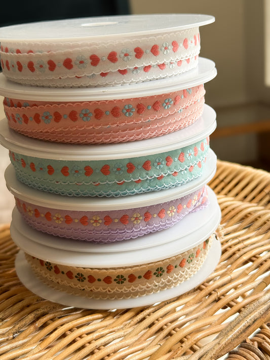 Jacquard Trim - Little Hearts & Flowers - 15mm