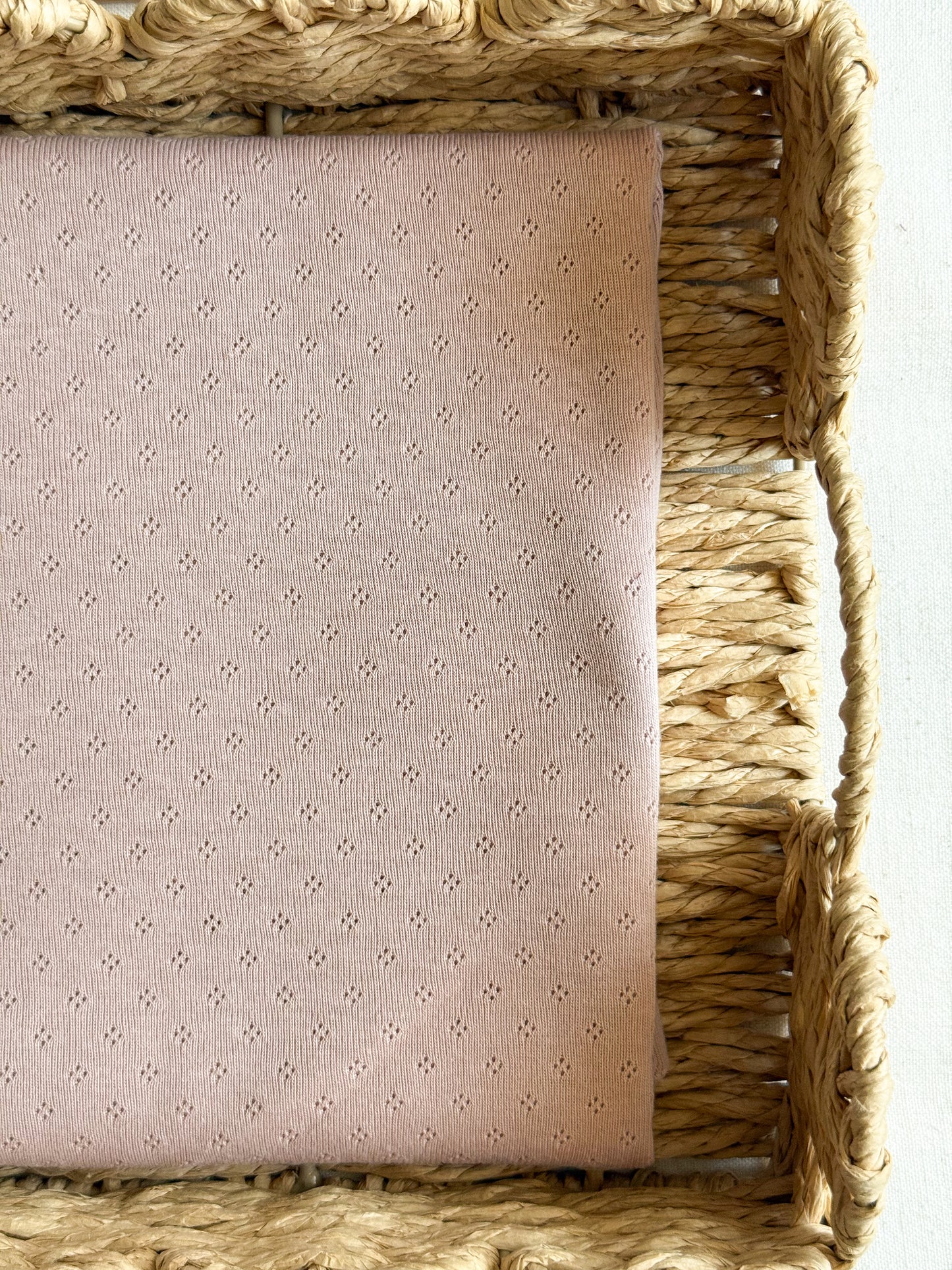 Cotton Jersey Pointelle Fabric - Nude Pink - Tiny Diamonds