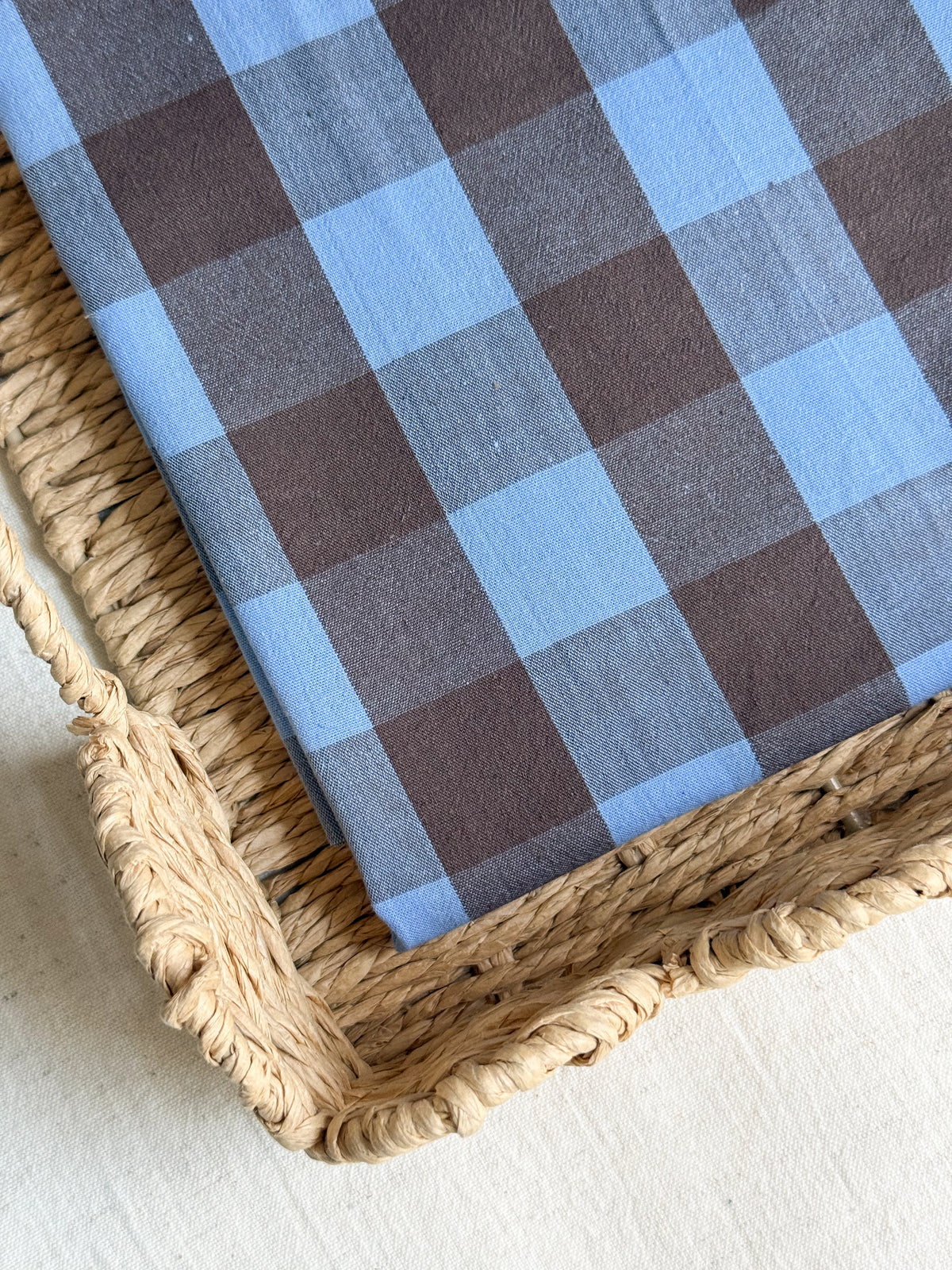 Cotton Yarn Dyed Gingham Fabric - Blueberry & Cocoa