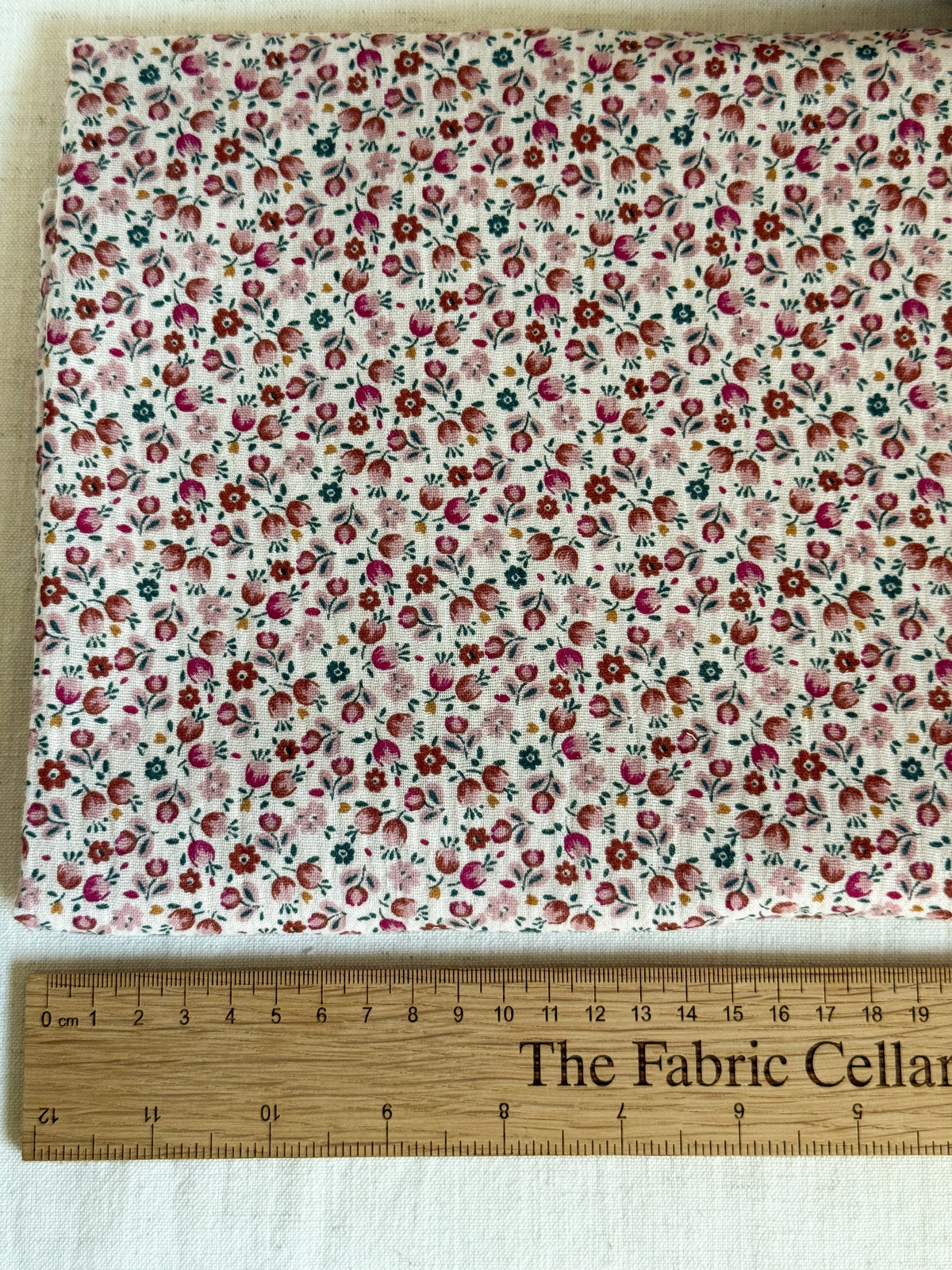 Double Gauze Fabric - Pink Meadow - 40cm Remnant