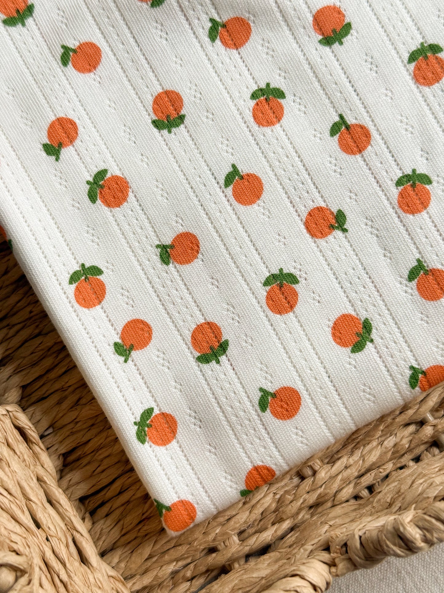 Printed Cotton Jersey Pointelle Fabric - Oranges