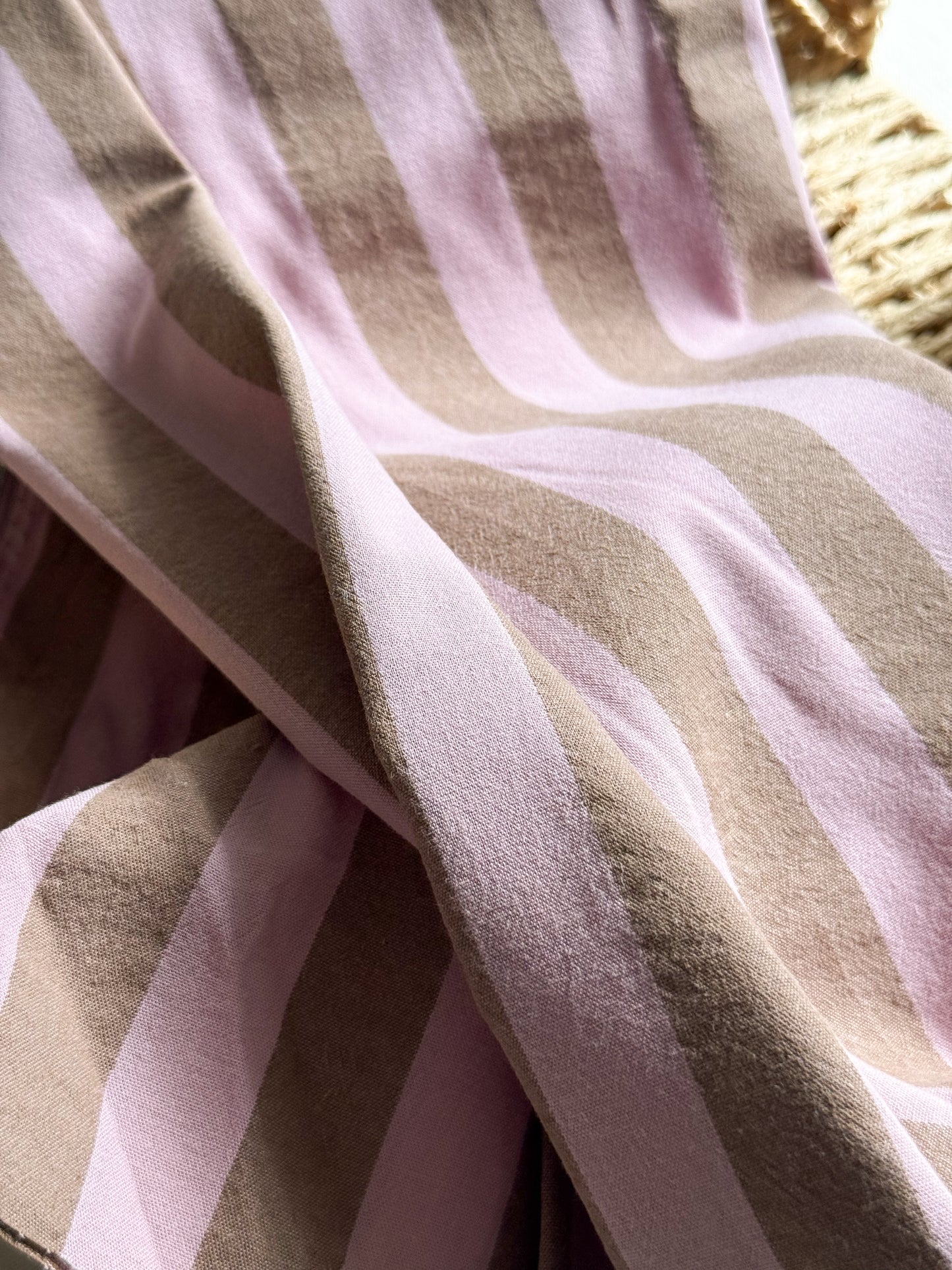 Cotton Yarn Dyed Stripe Fabric - Cocoa Rose