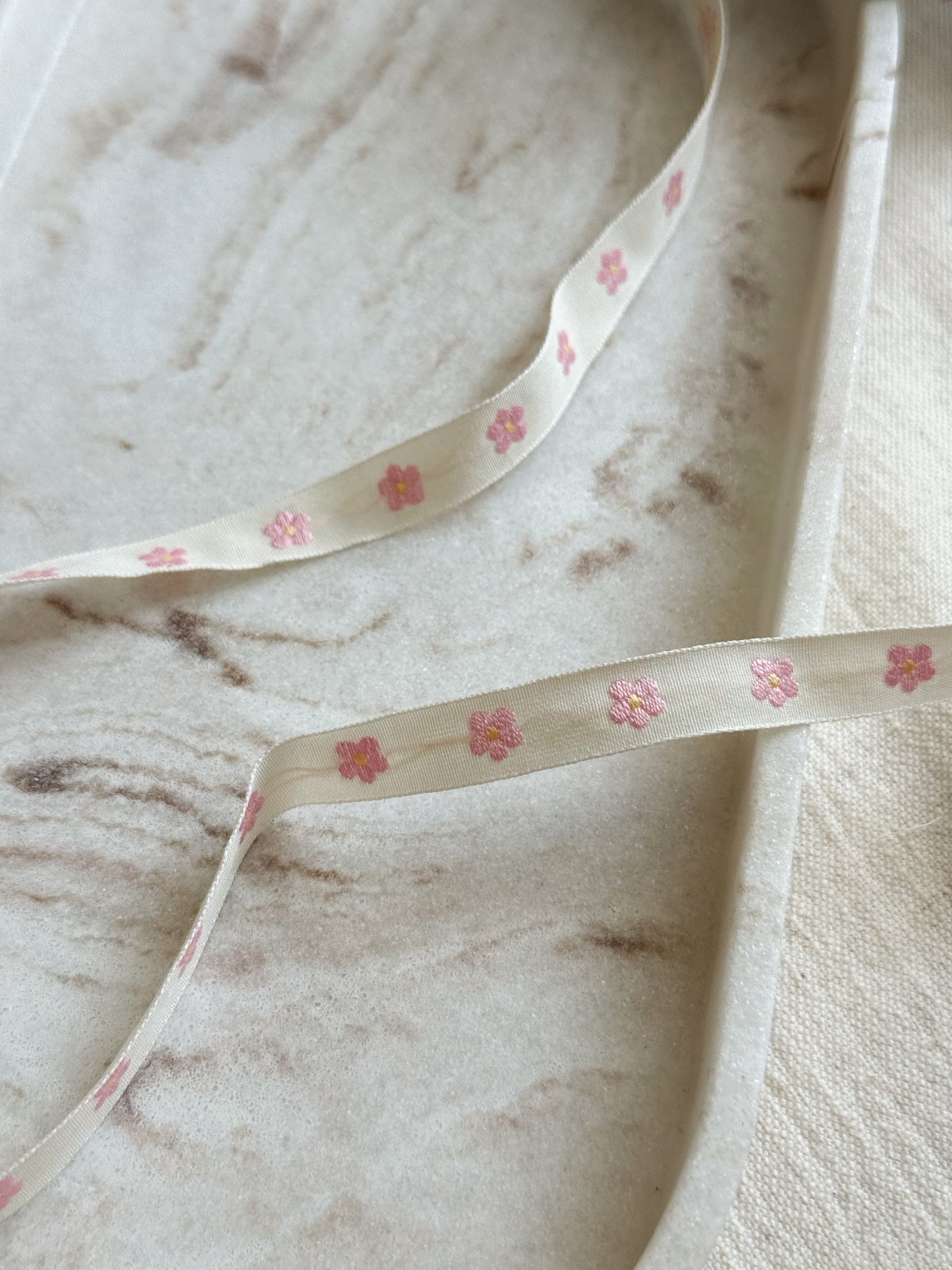 Jacquard Woven Ribbon - Soft Rose Flowers - 10mm