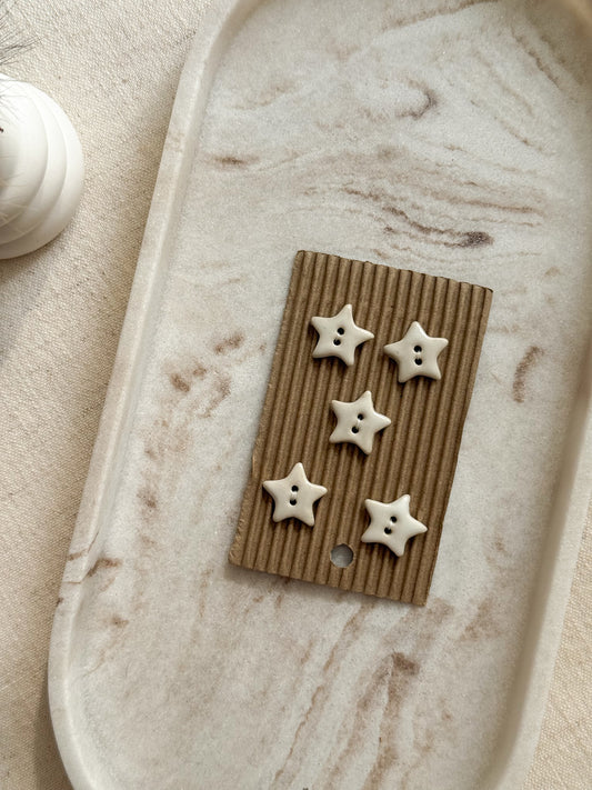 Handmade White Star Sewing Buttons - 13mm - Set of 5