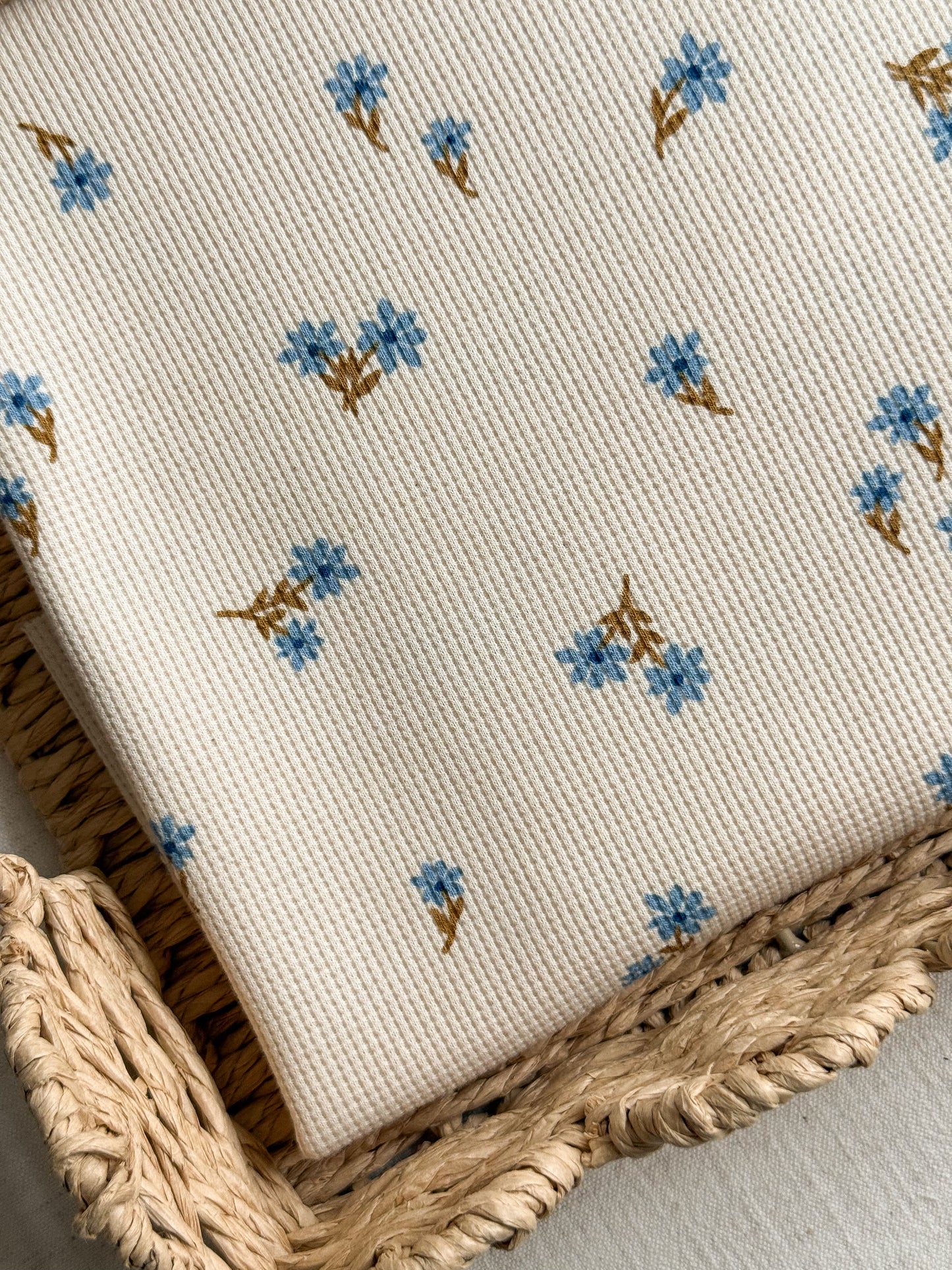 Waffle Jersey - Blue Flowers