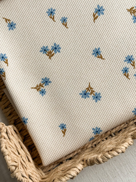 Waffle Jersey - Blue Flowers