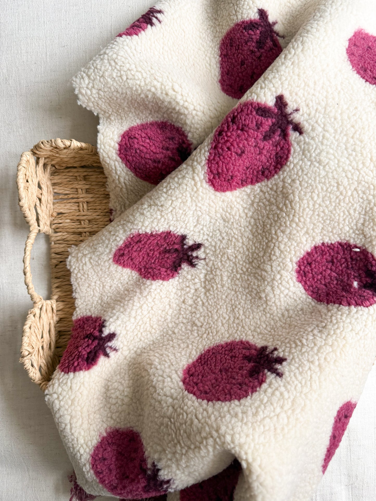 Soft Teddy Fabric - Strawberries