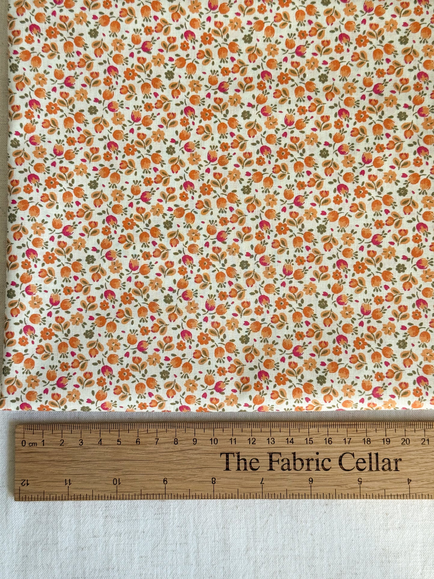 Cotton Poplin Fabric  - Citrus Ditsy Floral