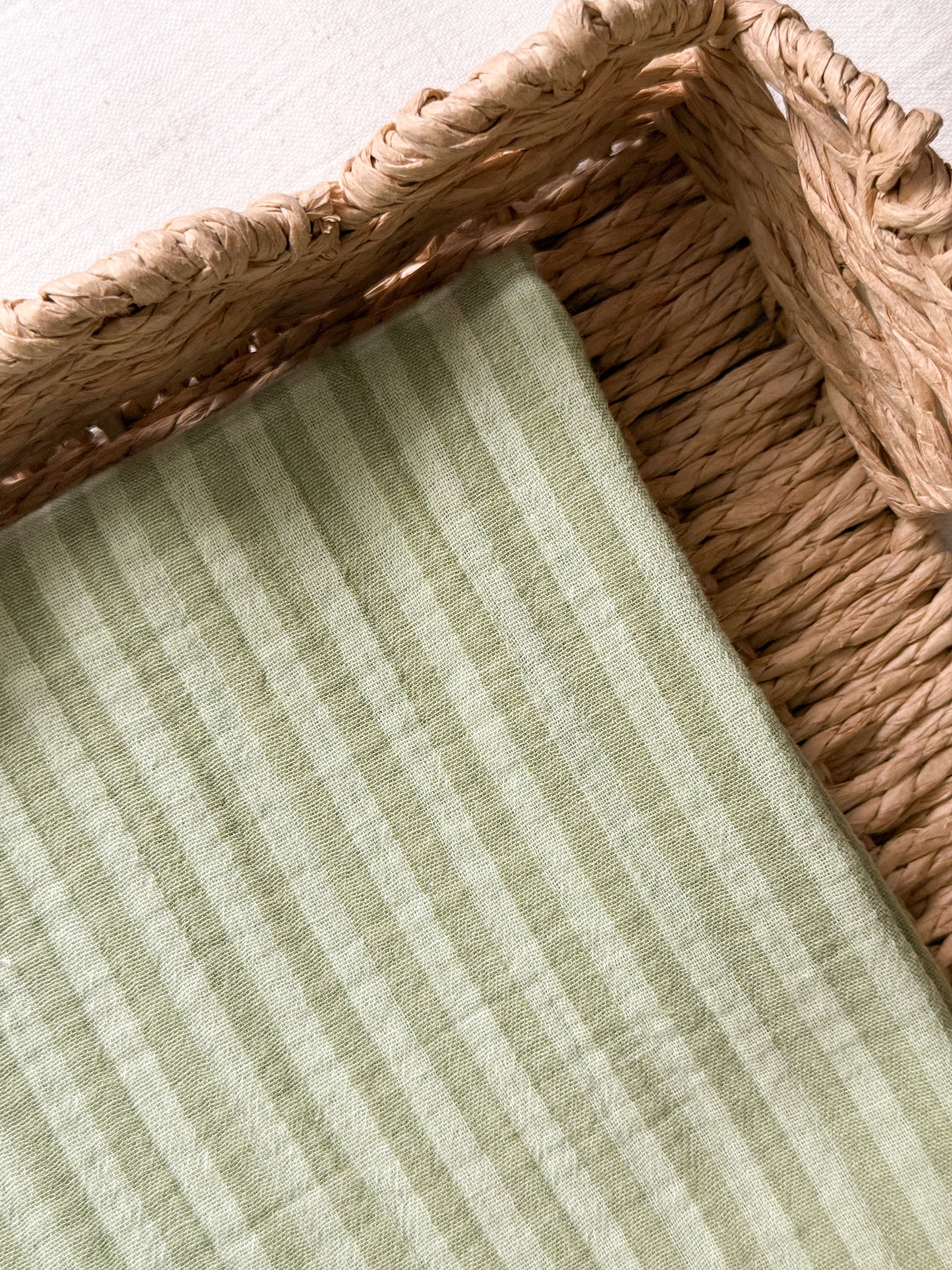 Double Gauze Fabric - Double Sided Stripe - Green