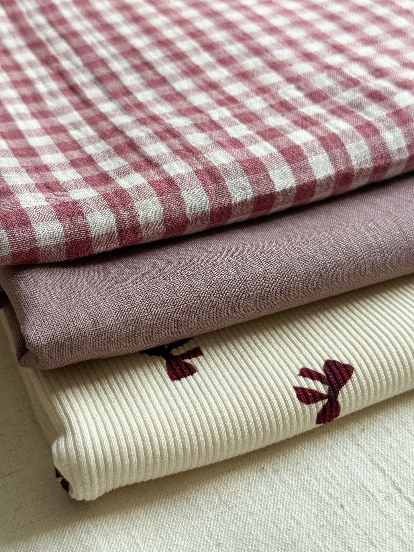 Fine Ribbed Cotton Jersey - Bows