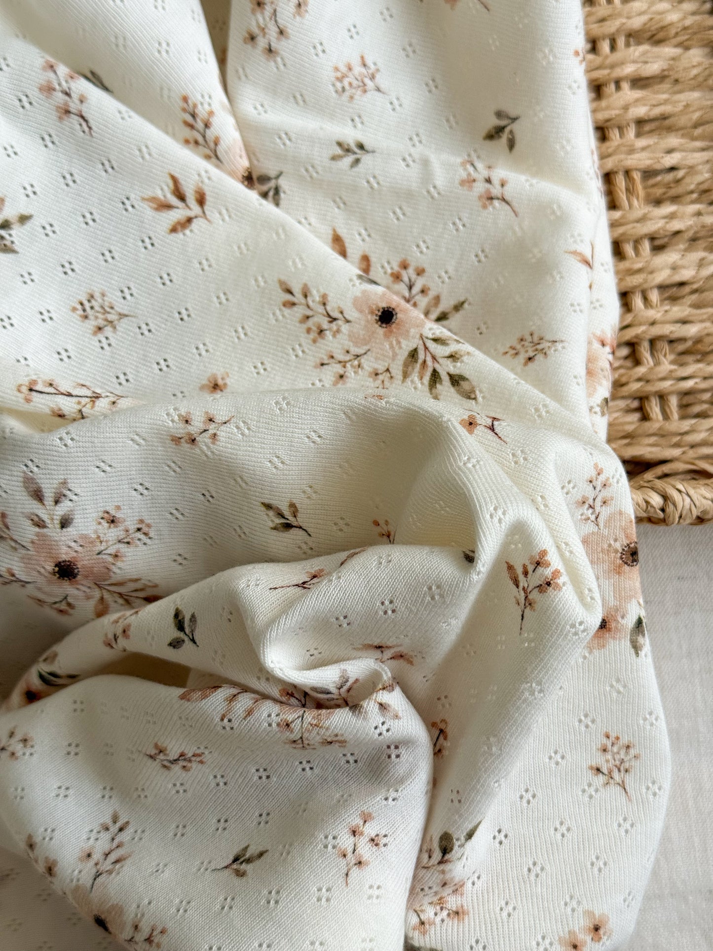 Cotton Jersey Pointelle Fabric - Vintage Blush Floral