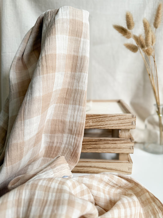 Gingham Double Gauze Fabric - Double Sided Checks
